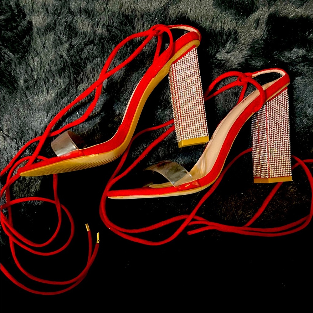 Gen Shuo Strappy Chunky Block Heels size 9 .